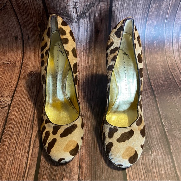 Tan & brown Giuseppe Zanotti wedge animal print - Picture 2 of 10